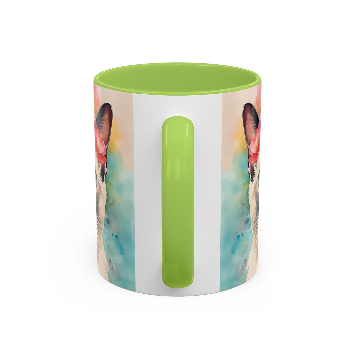 Floral Siamese Cat 04 Accent Coffee Mug - 11oz Perfect for Cat Lovers & Gifts