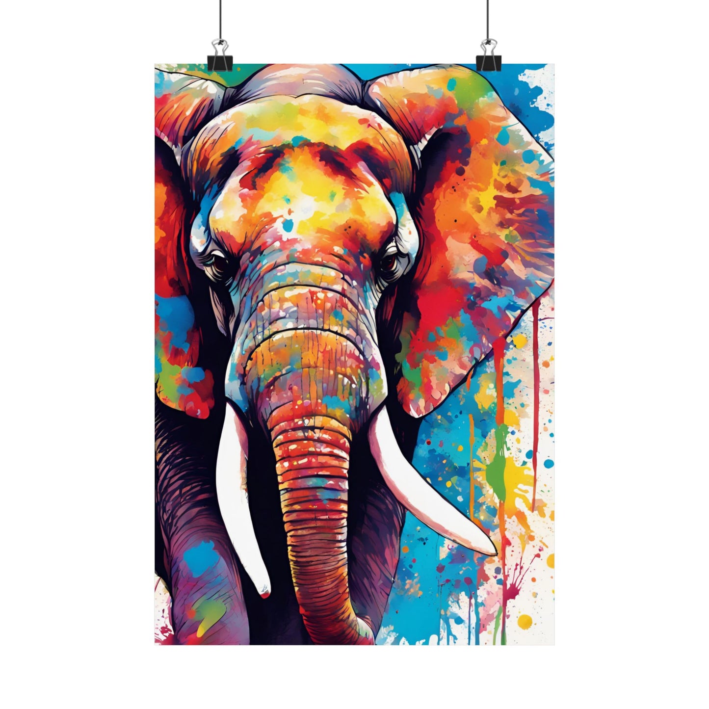 Multicolored Elephant 1 Matte Vertical Poster