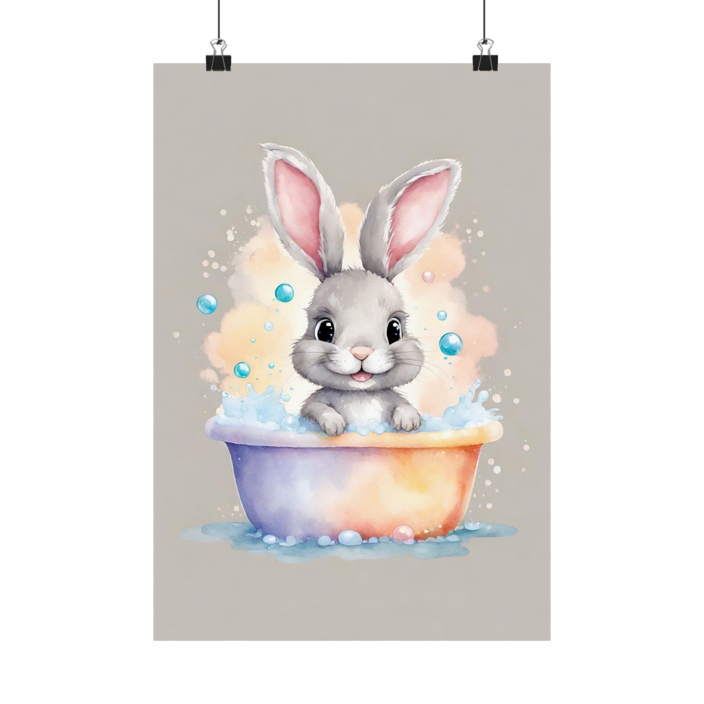 Nursery Bunny in the Bath 3 Matte Vertical Posters