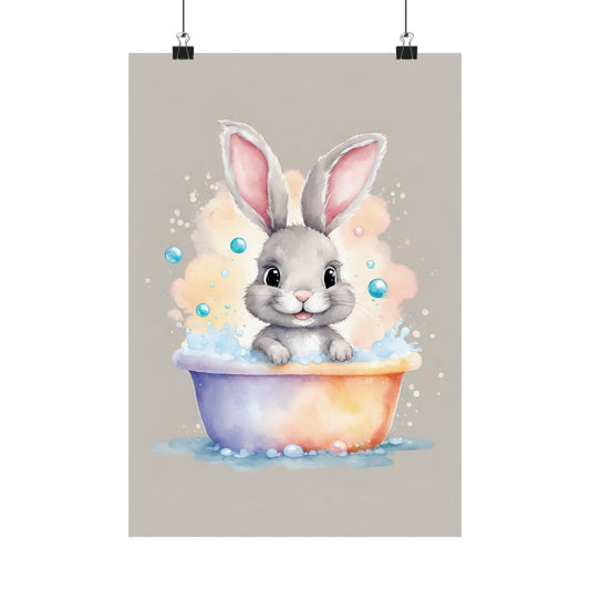 Nursery Bunny in the Bath 3 Matte Vertical Posters