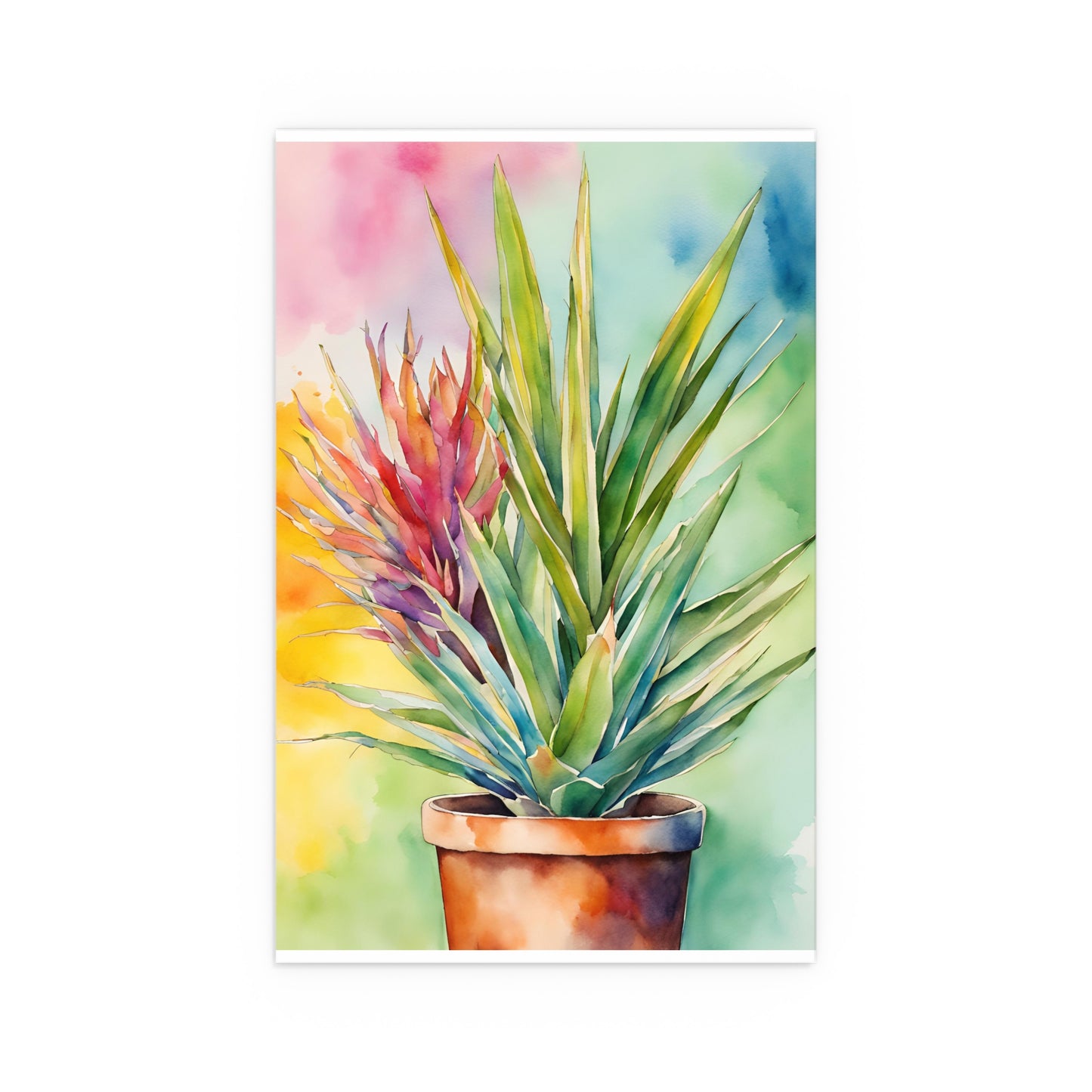 Multicolored Pot Plant 3 Indoor and Outdoor Silk Poster