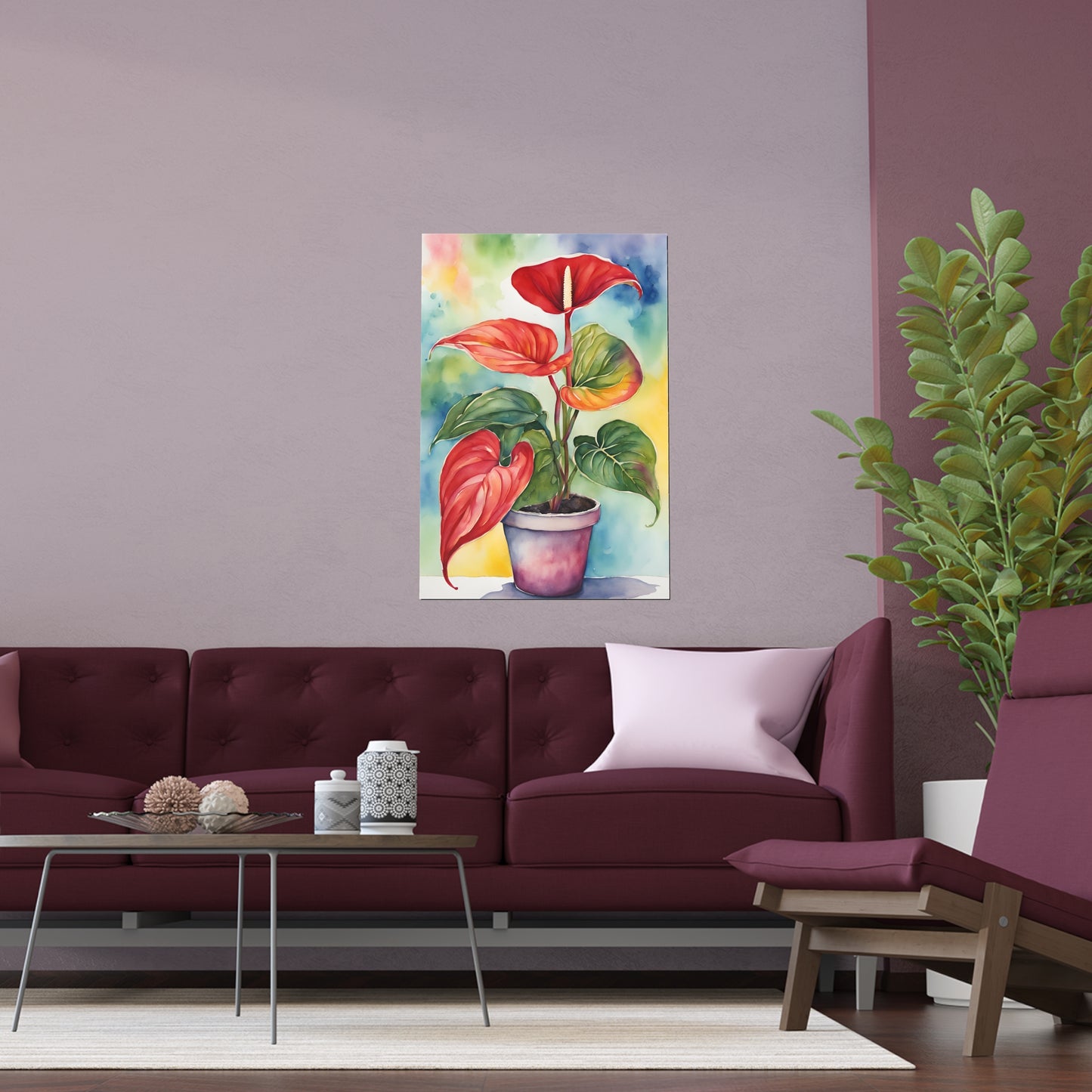 Multicolored Pot Plant 9 Indoor and Outdoor Silk Poster