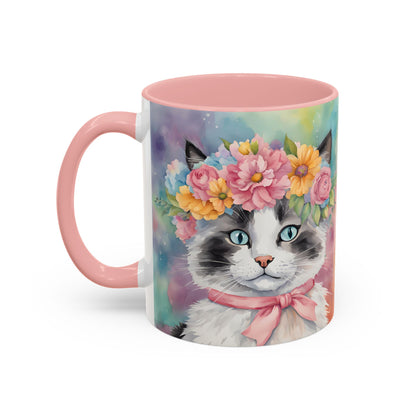 Floral Rag Doll Cat 04 Accent Coffee Mug - 11oz Perfect for Cat Lovers & Gifts