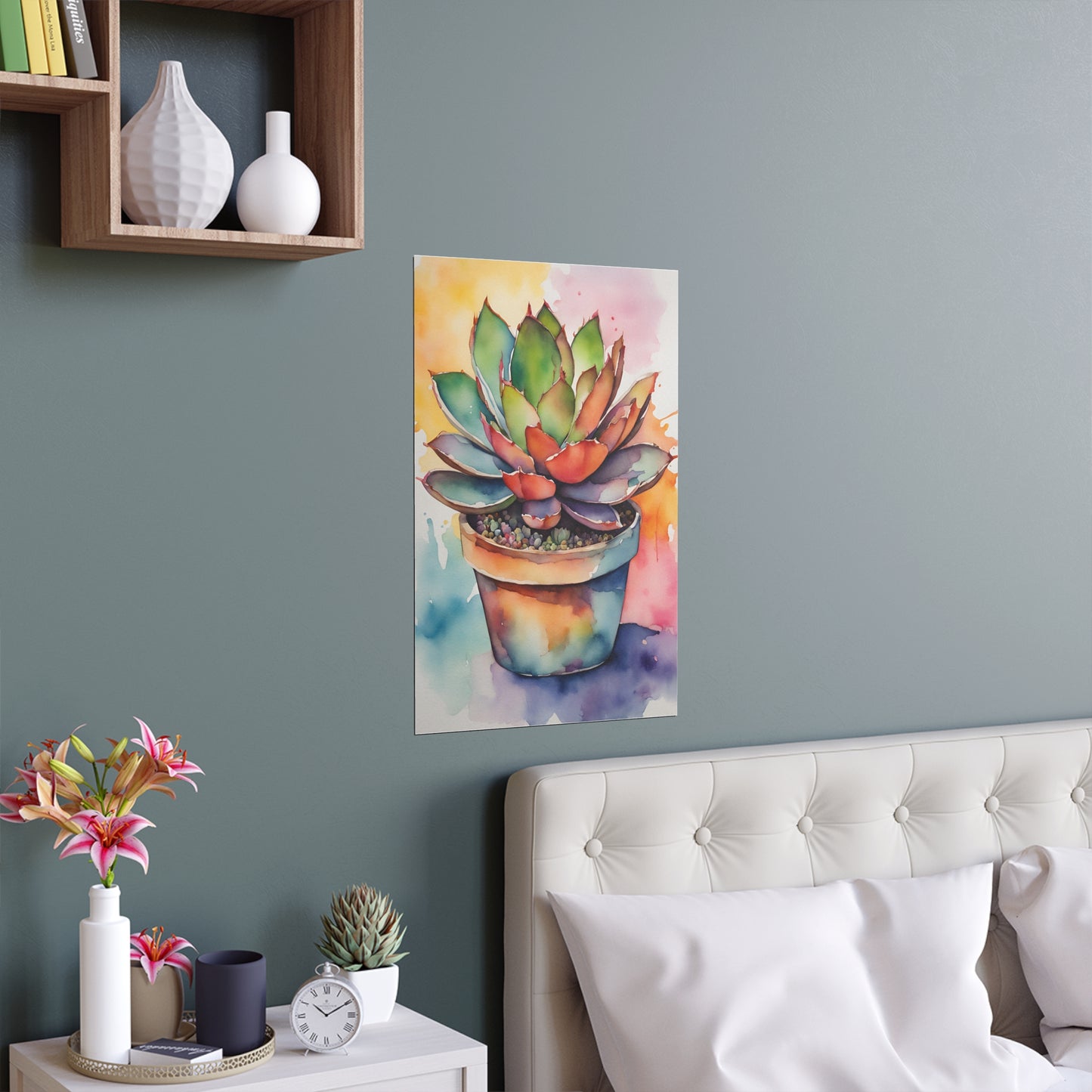 Multicolored Succulent 2 Indoor and Outdoor Silk Poster