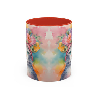 Floral Rag Doll Cat 02 Accent Coffee Mug - 11oz Perfect for Cat Lovers & Gifts