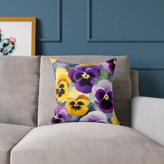 Pansies 01 Poly Pillow - Natures Beauty Design