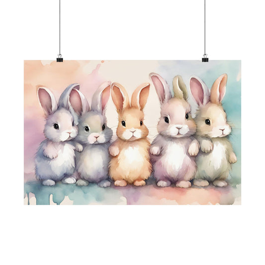 Nursery Bunnies 4 Matte Horizontal Posters