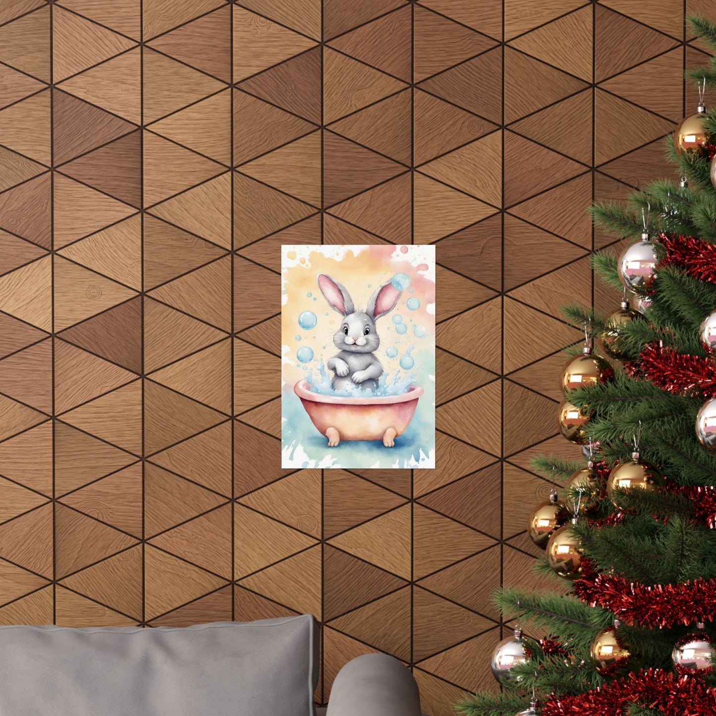 Nursery Bunny in the Bath 1 Matte Vertical Posters
