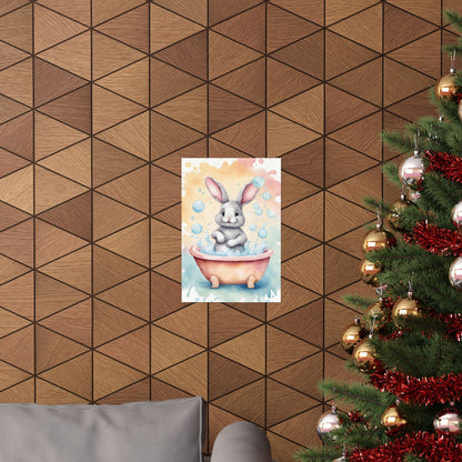 Nursery Bunny in the Bath 1 Matte Vertical Posters