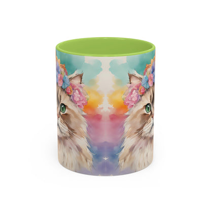 Floral Siamese Cat 02 Accent Coffee Mug - 11oz Perfect for Cat Lovers & Gifts