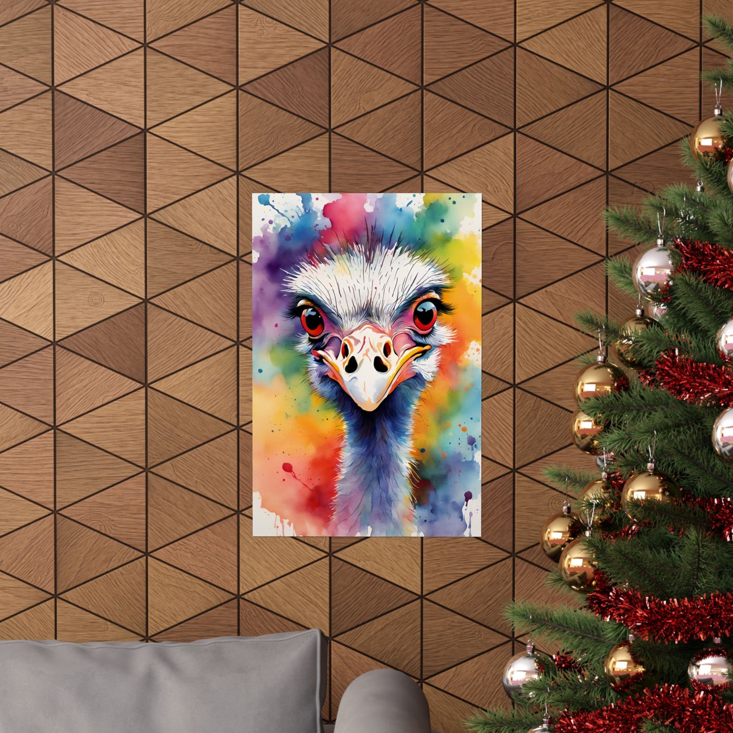 Multicolored Angry Ostrich 01 Matte Vertical Poster