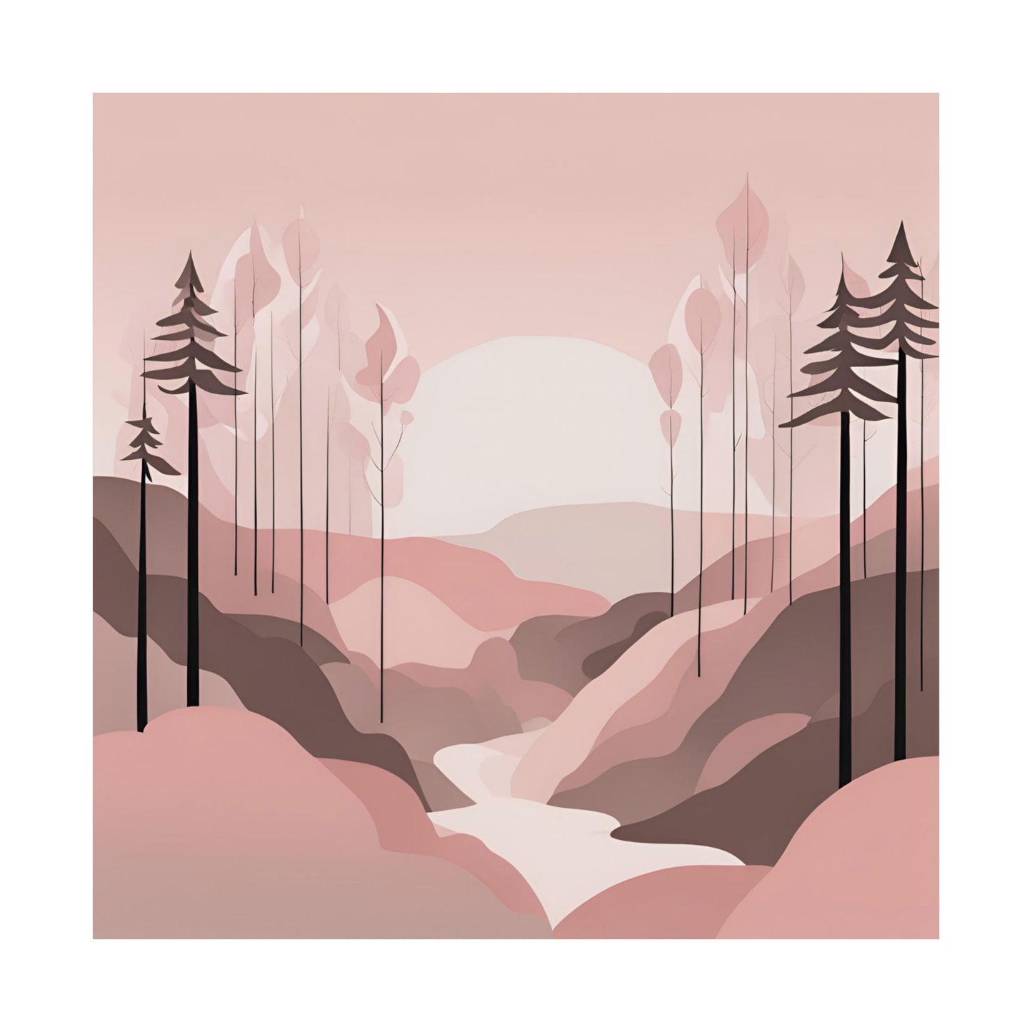 Lonely Forest Pink 3 Matte Square Posters