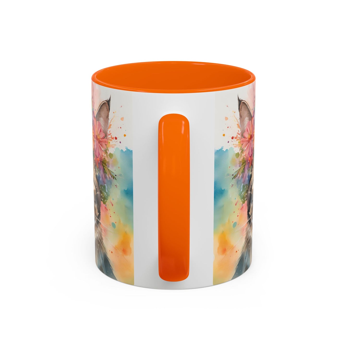 Floral Tabby Cat 03 Accent Coffee Mug - 11oz Perfect for Cat Lovers & Gifts