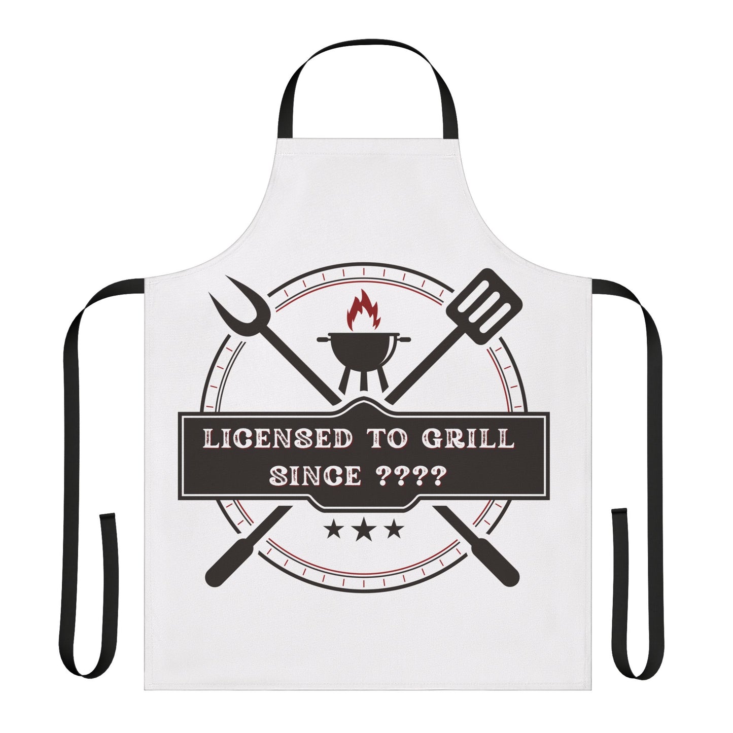 (Personizable) Licensed To Grill Since (????) Funny BBQ Themed Apron 5-Color Straps