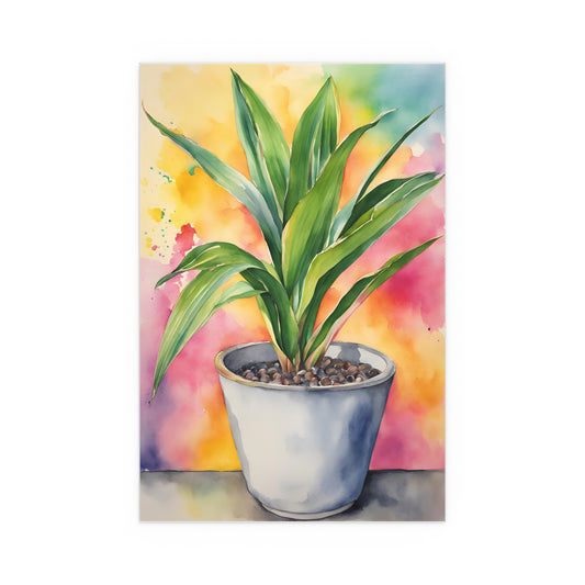 Multicolored Pot Plant 1 Indoor and Outdoor Silk Poster