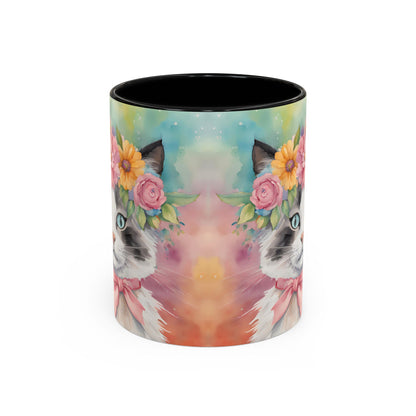 Floral Rag Doll Cat 04 Accent Coffee Mug - 11oz Perfect for Cat Lovers & Gifts