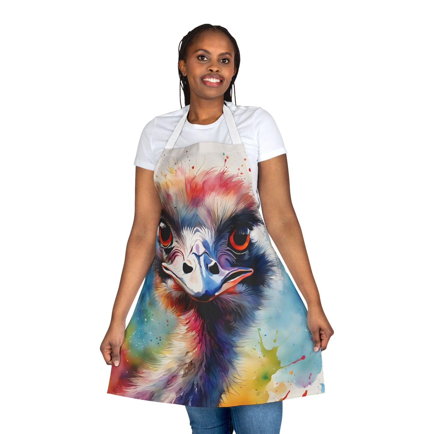 Multicolored Angry Ostrich Adult Apron (AOP)