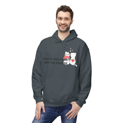King Of Her Heart And The Remote Mens Valentines Hoodie