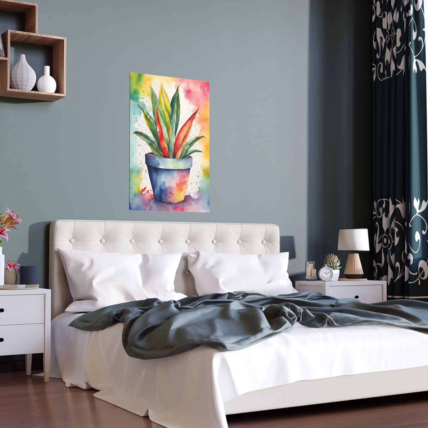 Multicolored Pot Plant 11 Indoor and Outdoor Silk Poster
