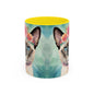 Floral Siamese Cat 01 Accent Coffee Mug - 11oz Perfect for Cat Lovers & Gifts