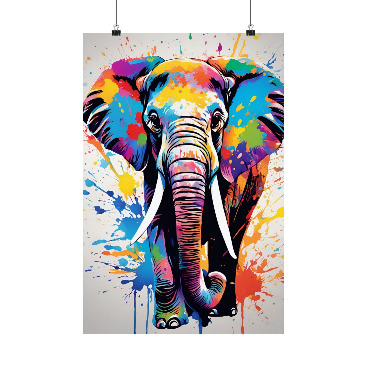 Multicolored Elephant 2 Matte Vertical Poster