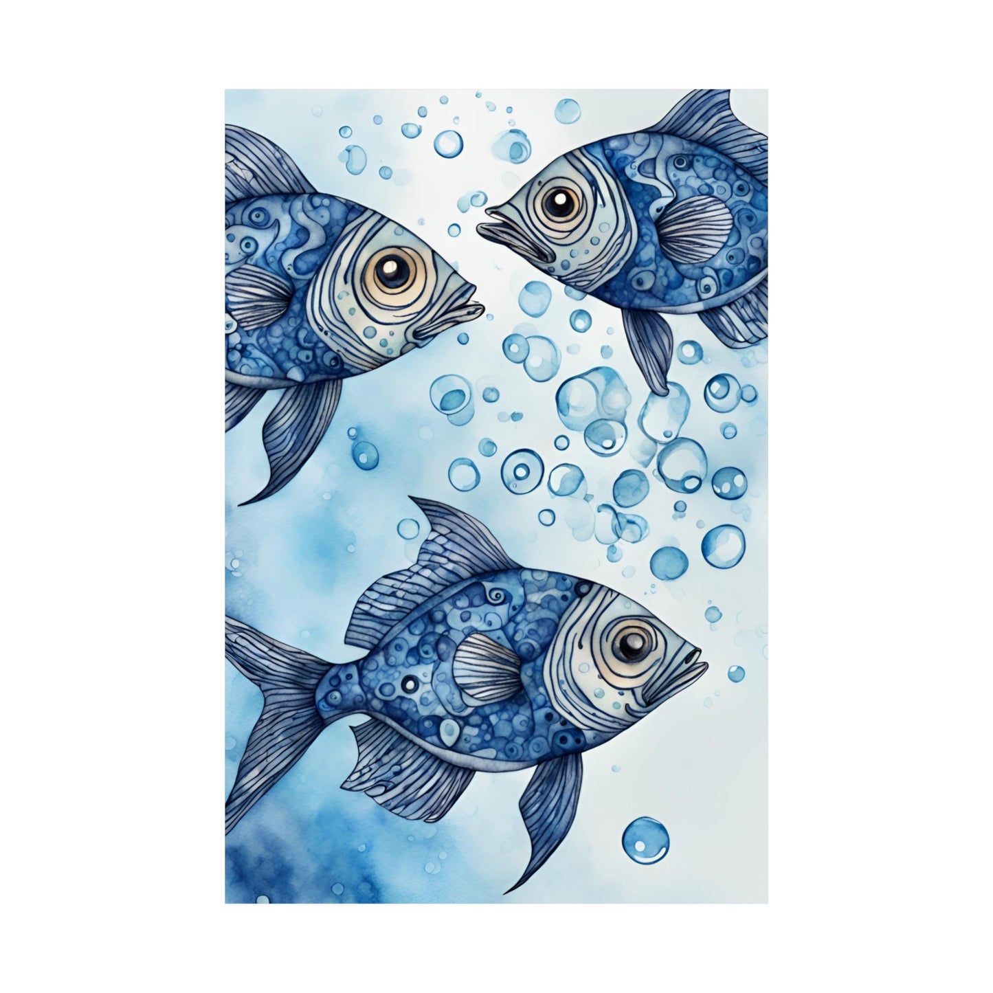 Abstract fish blue 1 Matte Vertical Posters