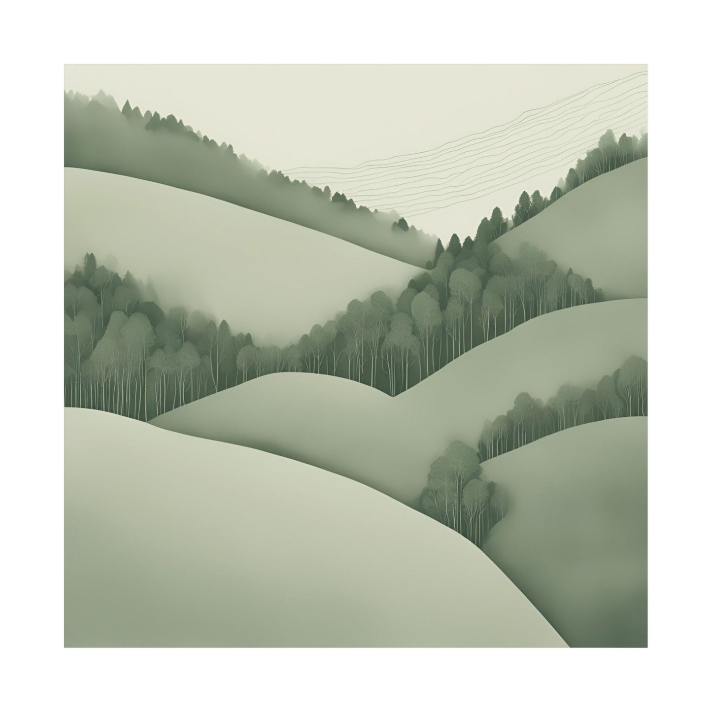On The Hillside Green 22 Matte Square Posters