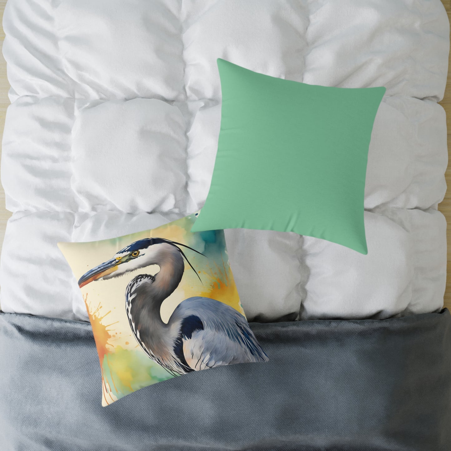 Heron 01 Poly Pillow - Natures Beauty Design