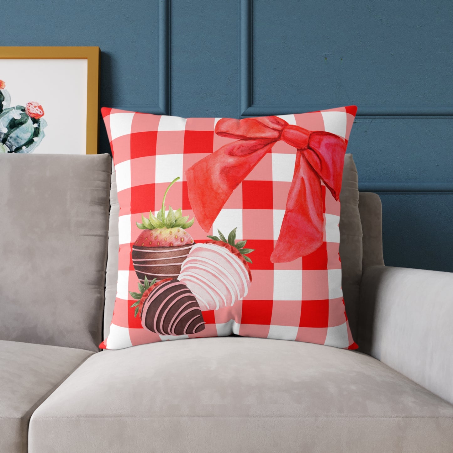 Valentine Chocolate Covered Strawberries 1 Poly Pillow
