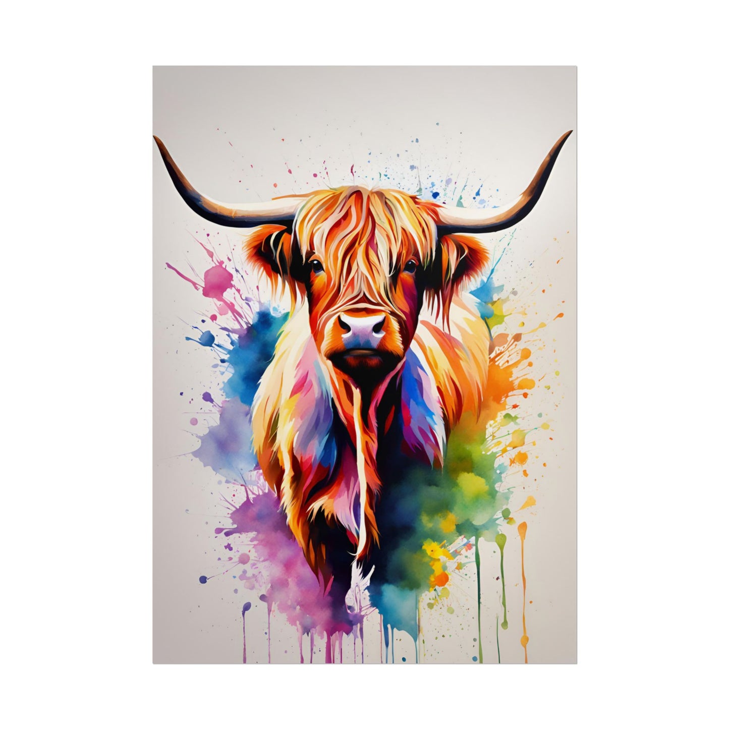 Multicolored Highland Cow 01 Matte Vertical Poster