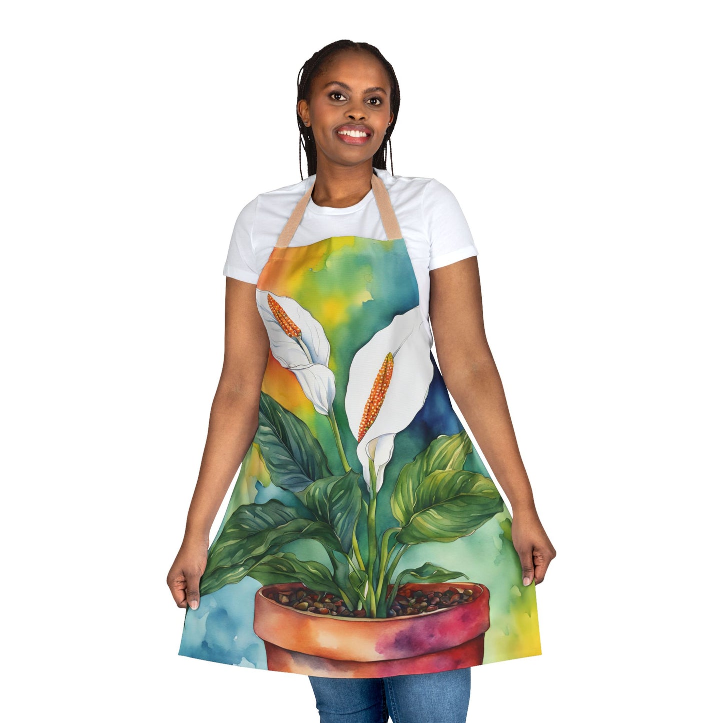 Multicolored Pot Plant 5 Adult Apron (AOP)