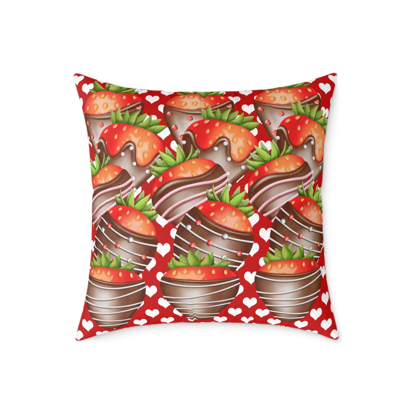 Valentine Chocolate Covered Strawberries 2 Poly Pillow