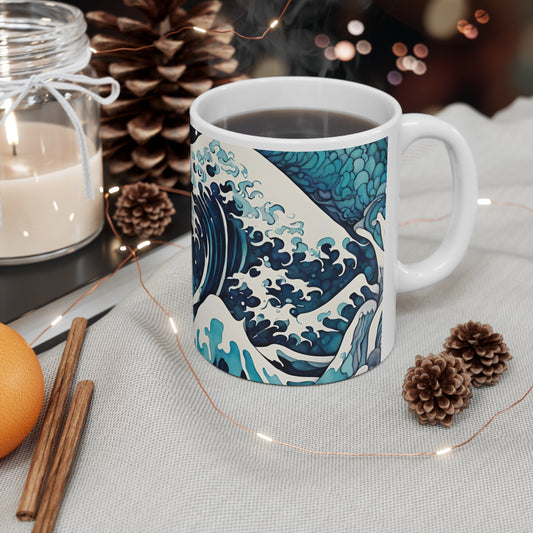 Japanese Waves Coffee Mug - Nature's Beauty Collection