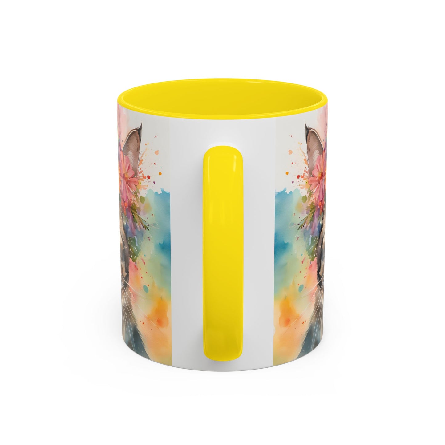 Floral Tabby Cat 03 Accent Coffee Mug - 11oz Perfect for Cat Lovers & Gifts