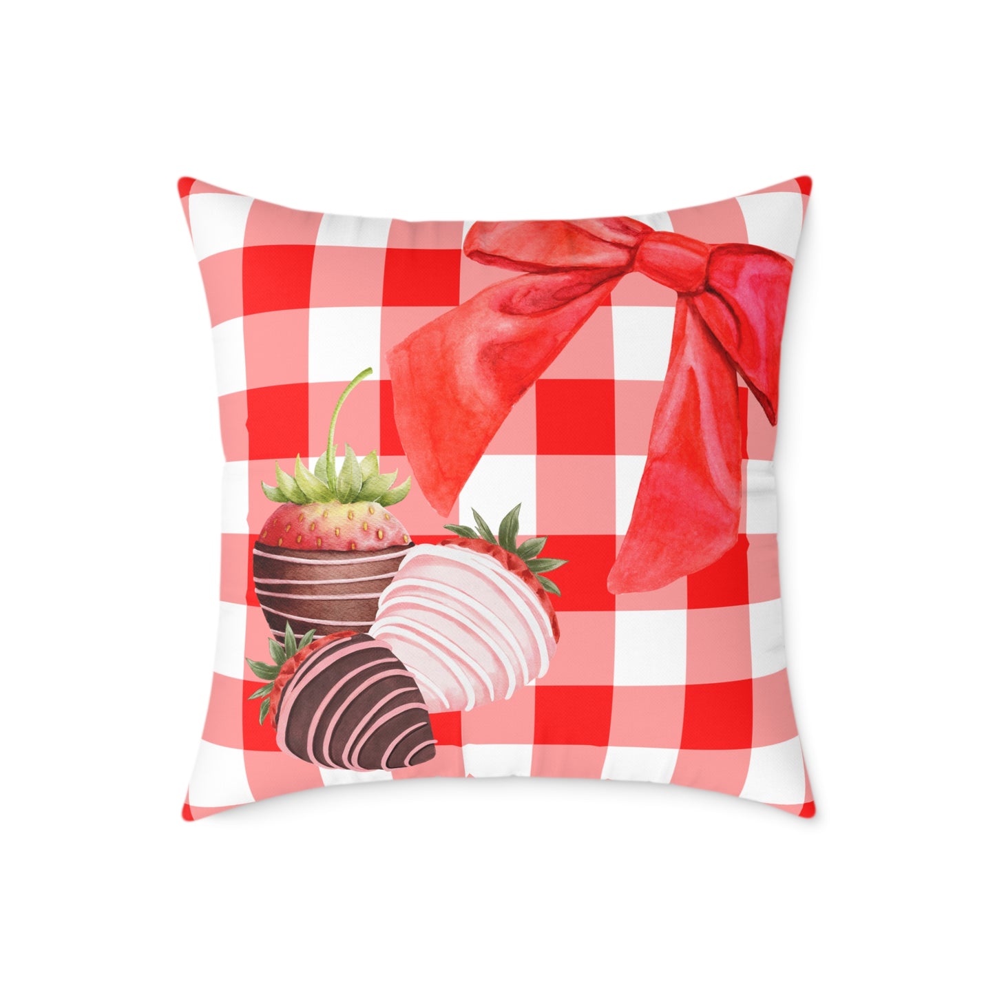 Valentine Chocolate Covered Strawberries 1 Poly Pillow