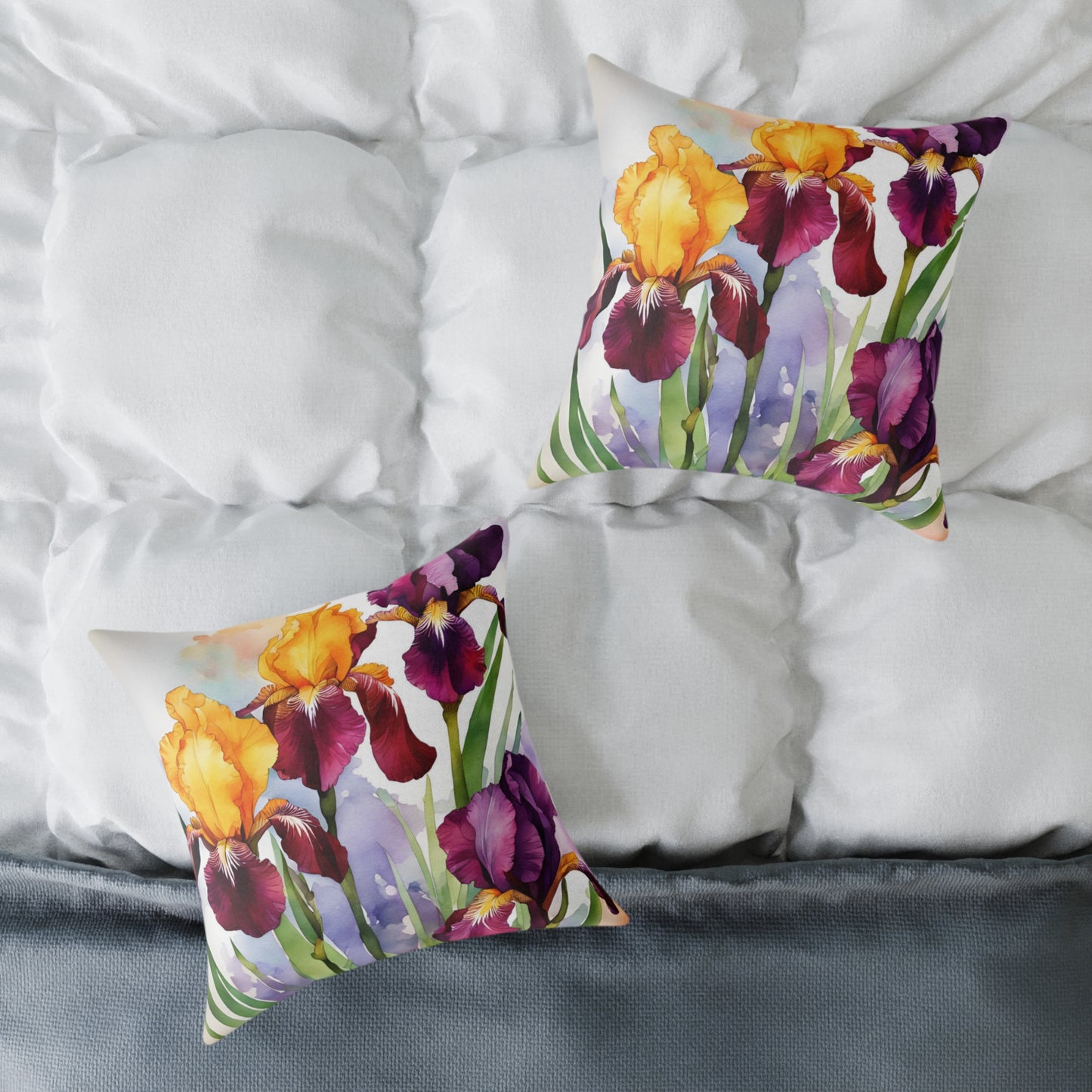 Irises 02 Poly Pillow - Natures Beauty Design
