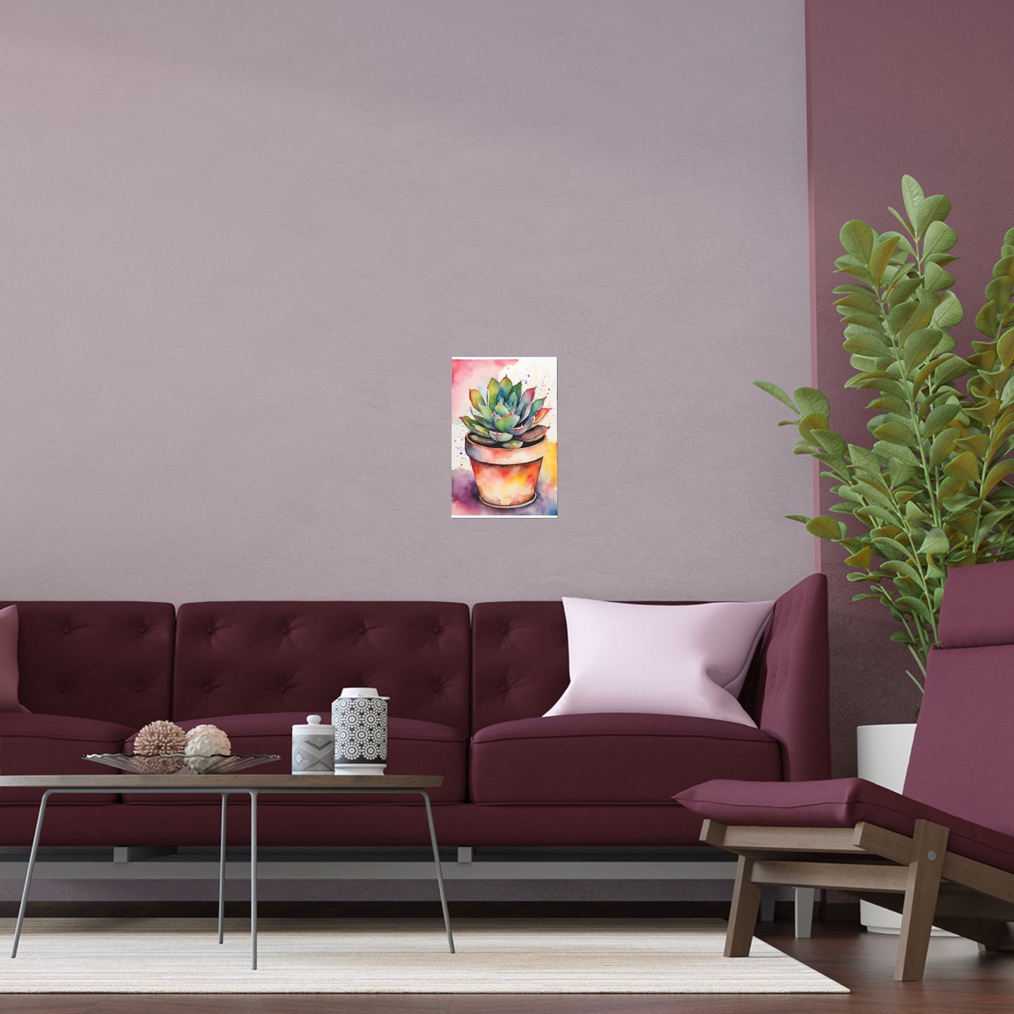 Multicolored Succulent 1 Indoor and Outdoor Silk Poster