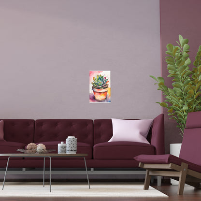 Multicolored Succulent 1 Indoor and Outdoor Silk Poster