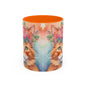 Floral Ginger Cat 01 Accent Coffee Mug - 11oz Perfect for Cat Lovers & Gifts