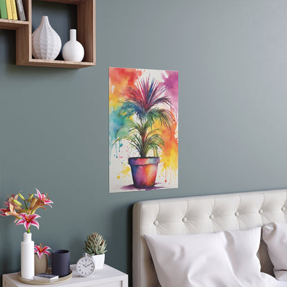 Multicolored Pot Plant 4 Indoor and Outdoor Silk Poster