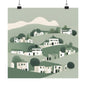 On The Hillside Green 8 Matte Square Posters