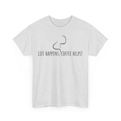 Life happens, coffee helps! Unisex Heavy Cotton Tee