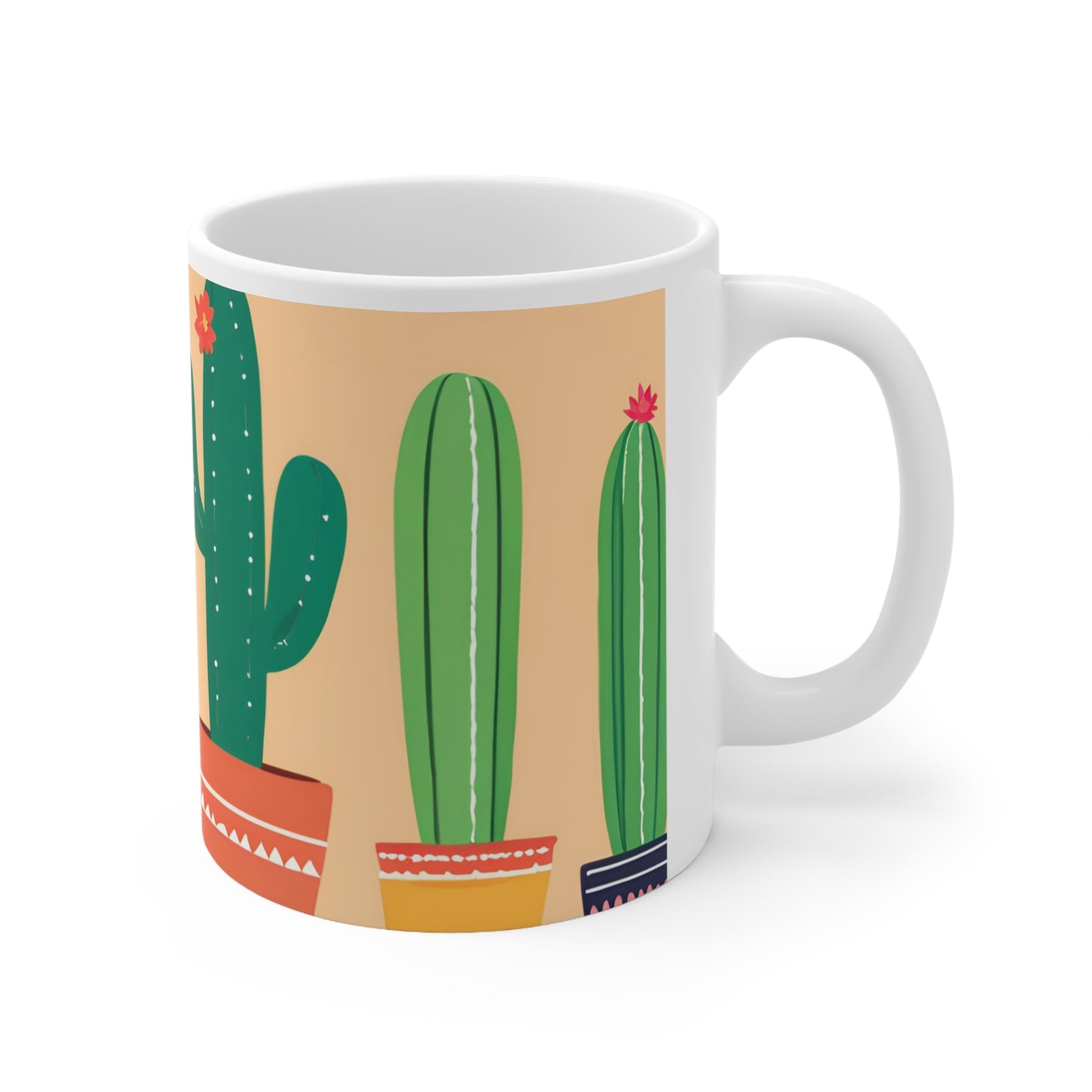 Playful Cacti 4 White Ceramic Mug 11oz