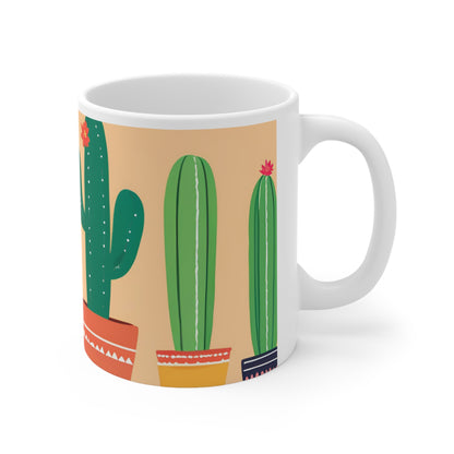 Playful Cacti 4 White Ceramic Mug 11oz