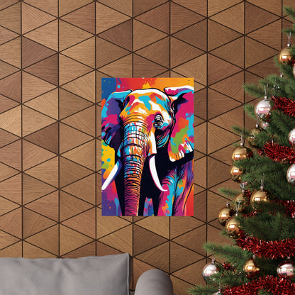 Multicolored Elephant 3 Matte Vertical Poster