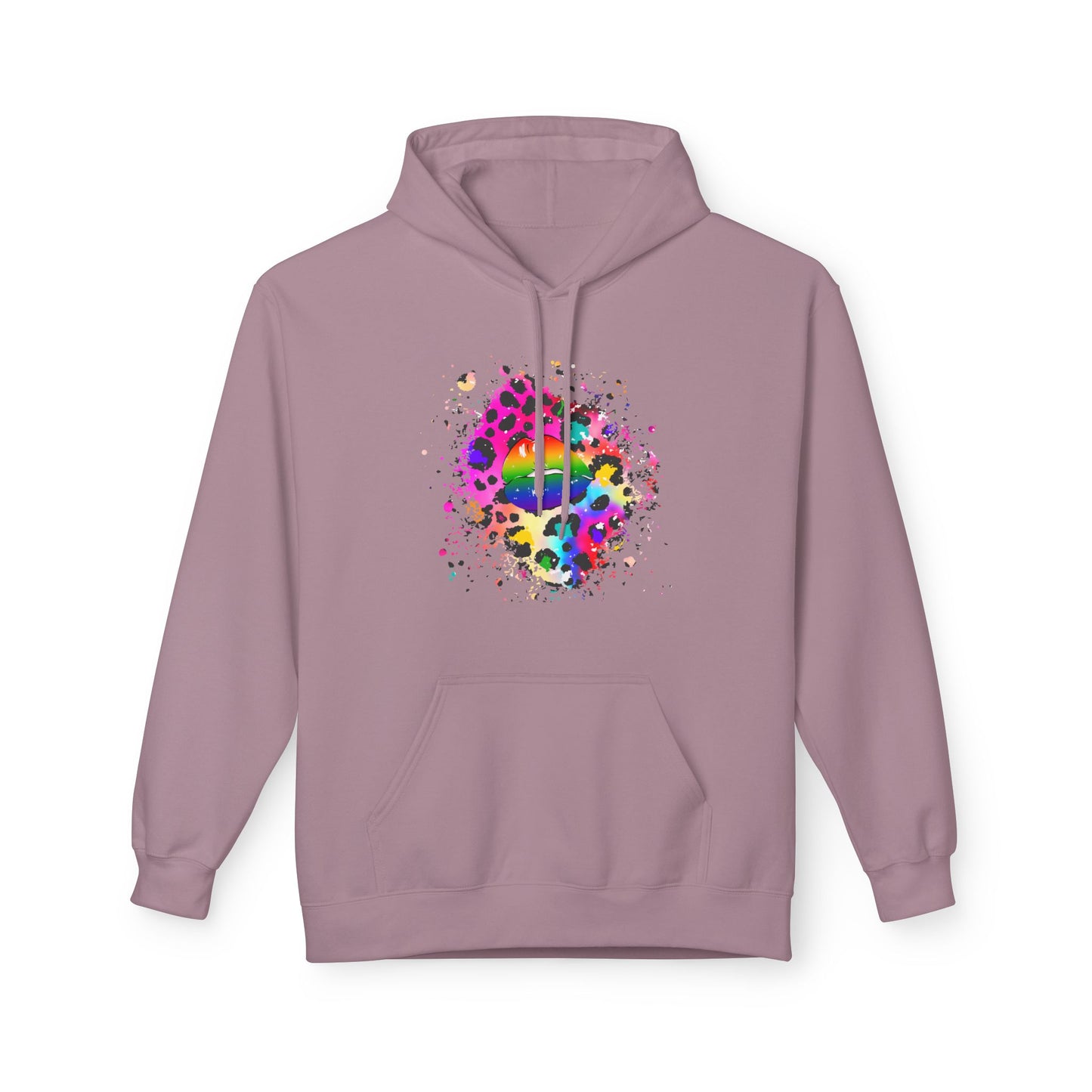 Multicolored Splash Cheetah Lips Unisex Valentines Hoodie