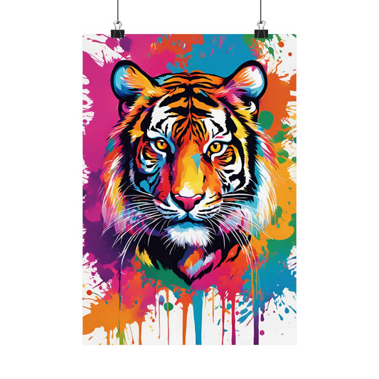 Multicolored Tiger 1 Matte Vertical Poster