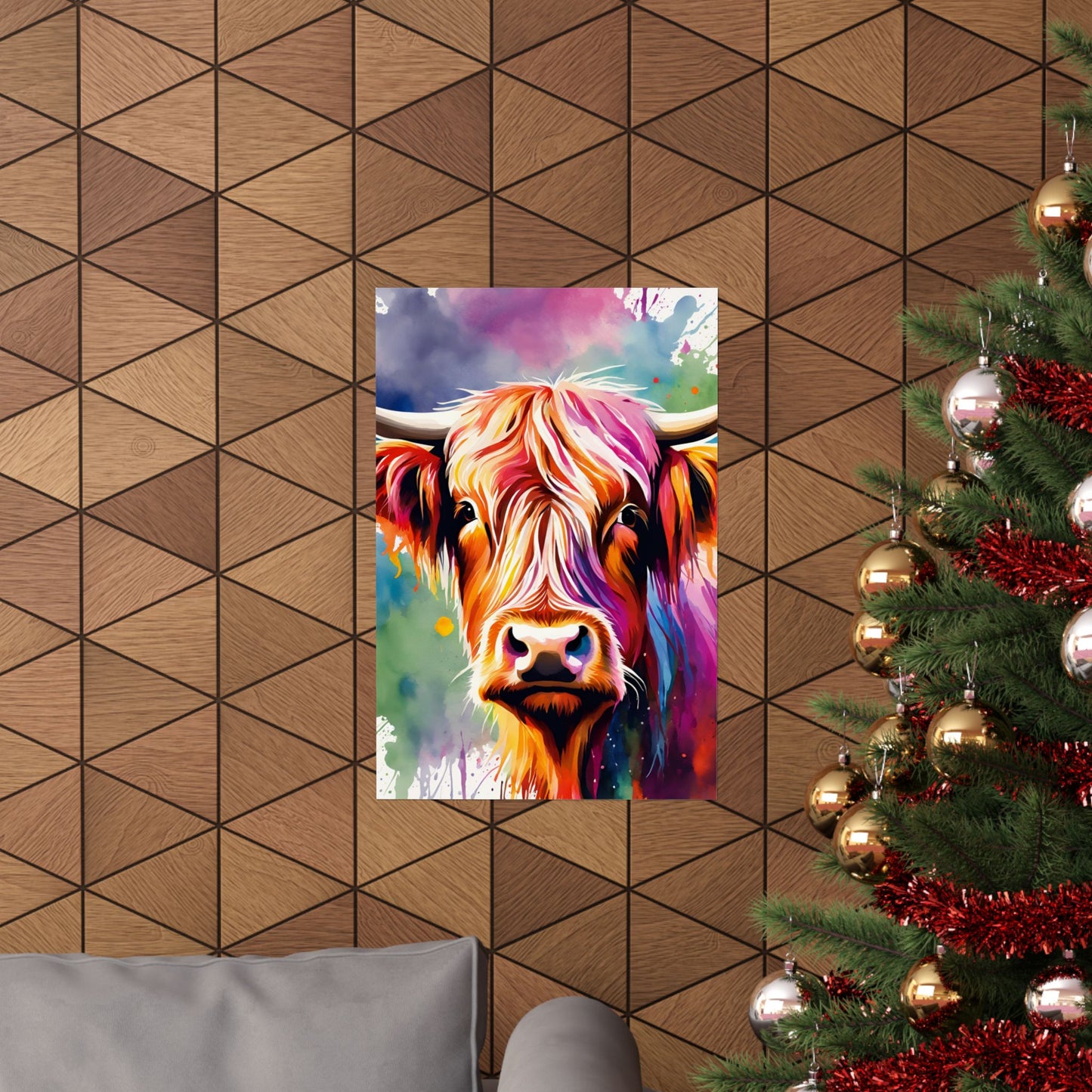 Multicolored Highland Cow 03 Matte Vertical Poster