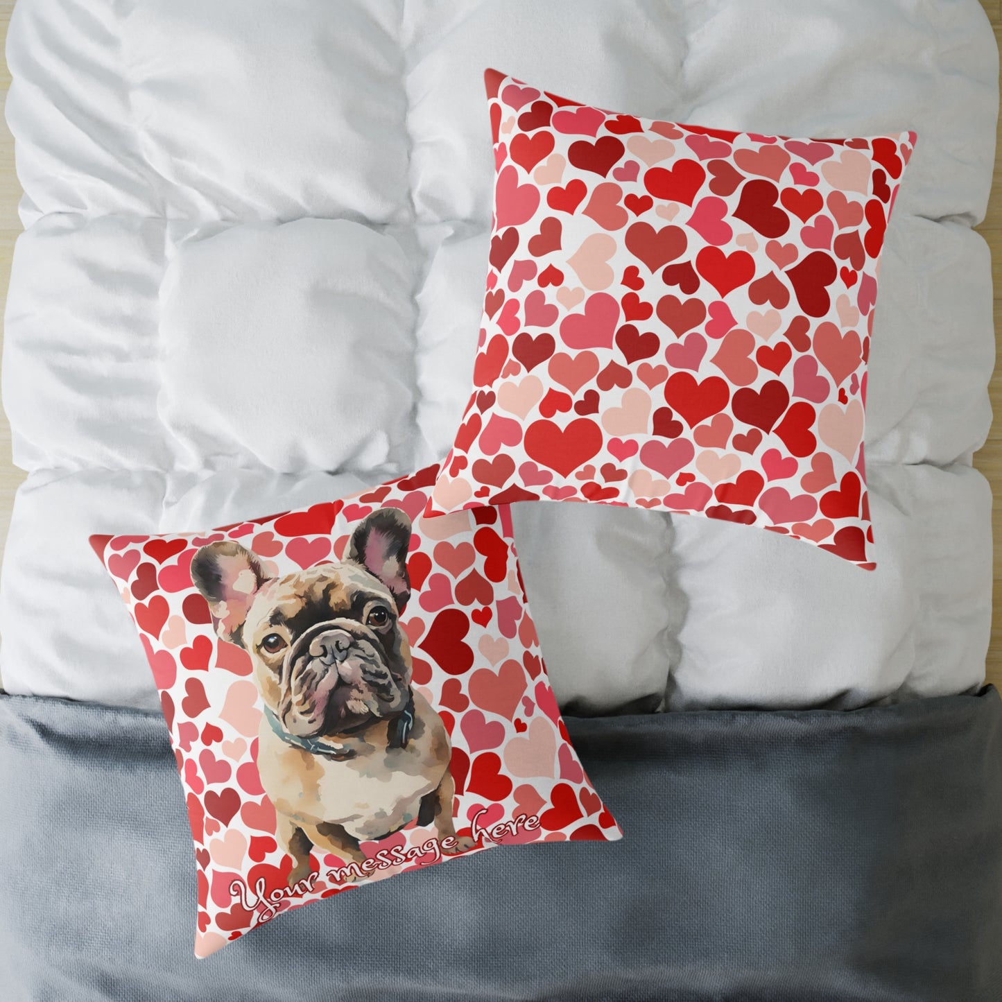 Personalized Valentine French Bulldog Poly Cushion/Pillow 5 sizes