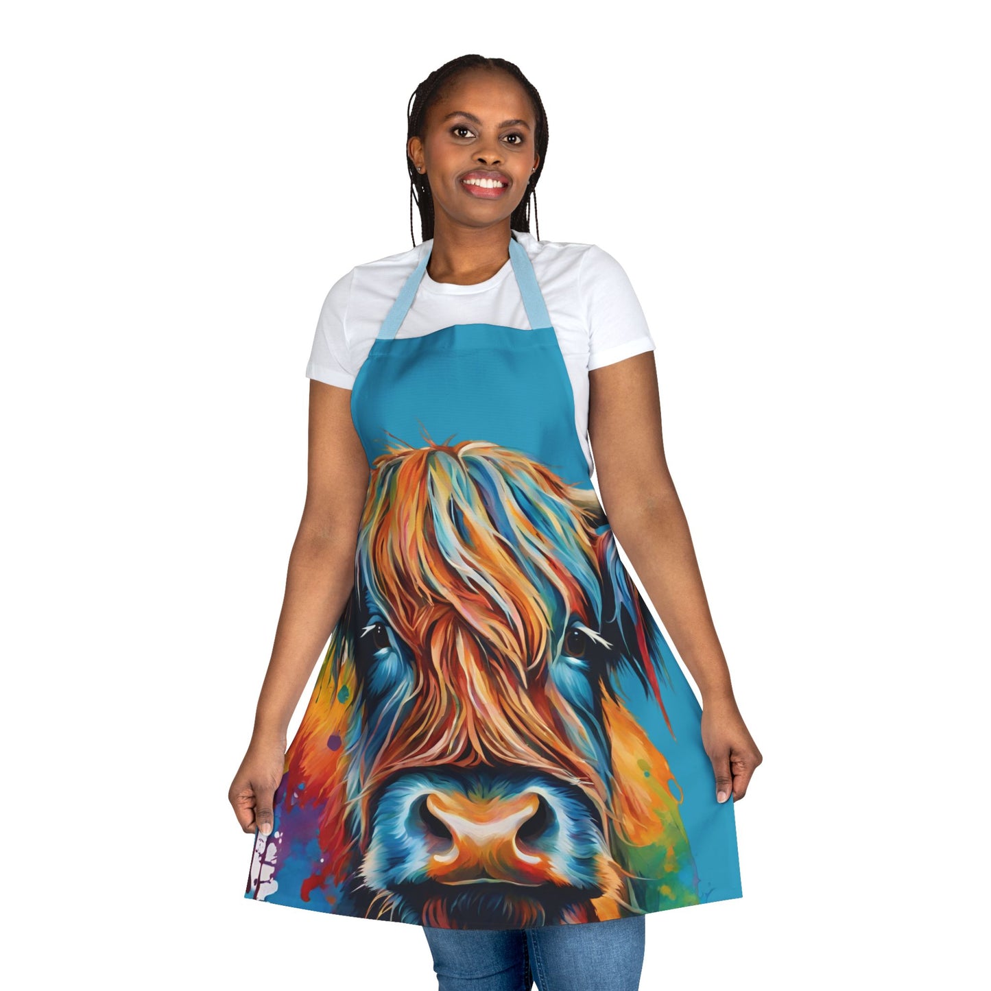 Multicolored Highland Cow Adult Apron (AOP)